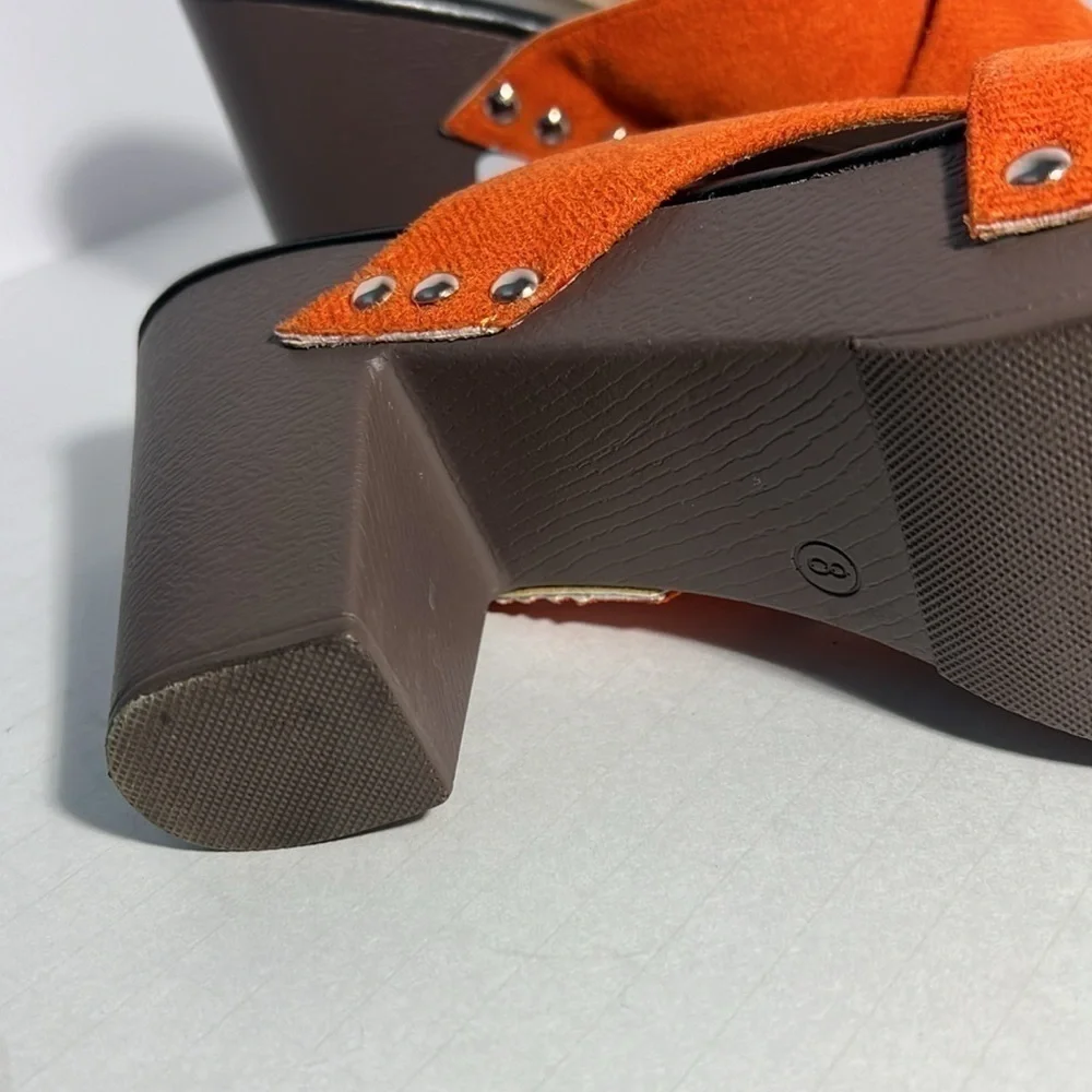 👡Nstree plataform shoes saude orange size 8 lightweight comfortable bright